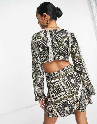 Asos Design Women's Multicolor Long-Sleeve Mini Dress ANF3368