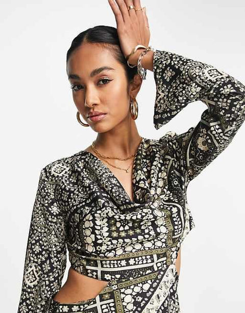 Asos Design Women's Multicolor Long-Sleeve Mini Dress ANF3368