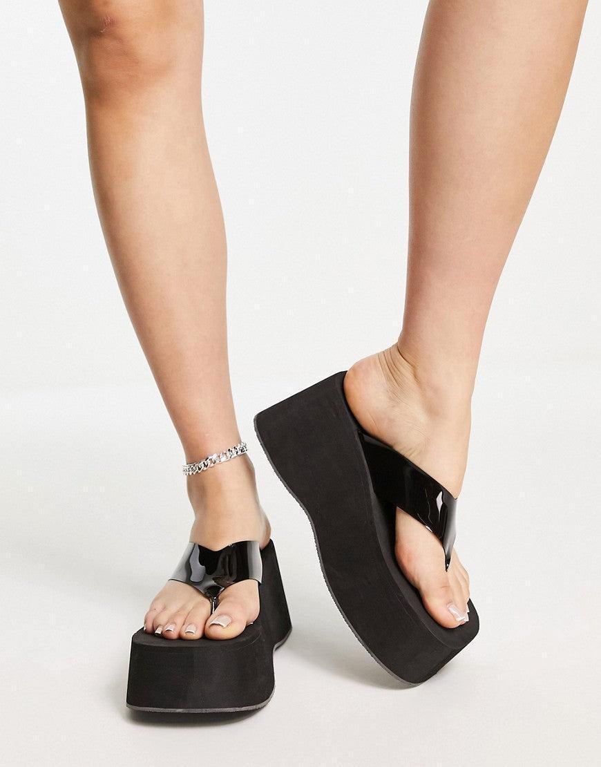 Topshop Women's Black Willow Toe Post Flatform Slipper |Topshop In Lebanon