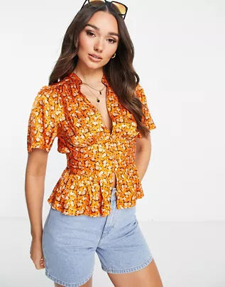 Topshop Women's Orange Blouse ANF647