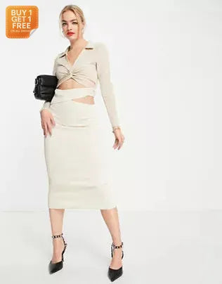 Asos Design Women's Beige Dress ANF771