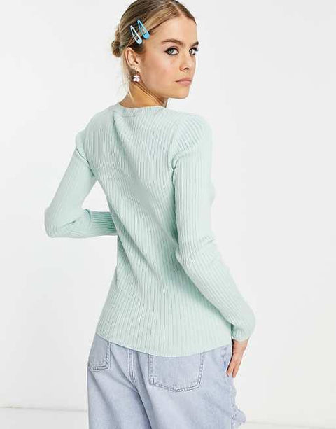 Topshop Women's Mint Long-Sleeve Blouse ANF3040