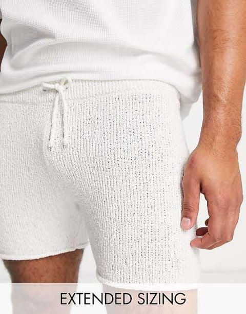 Asos Design Men's White Knitted Shorts ANF2492