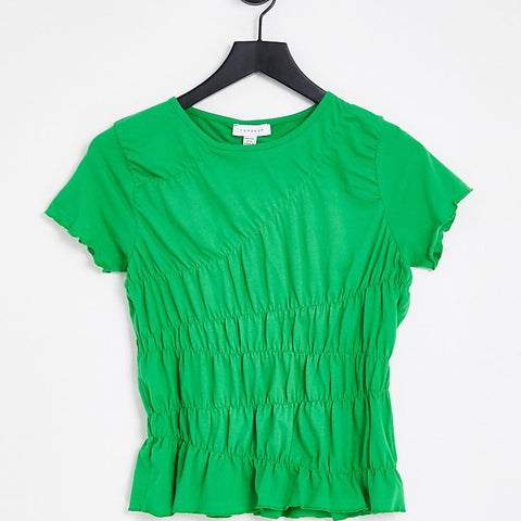 Topshop Women's Green Short-Sleeve Top ANF3042
