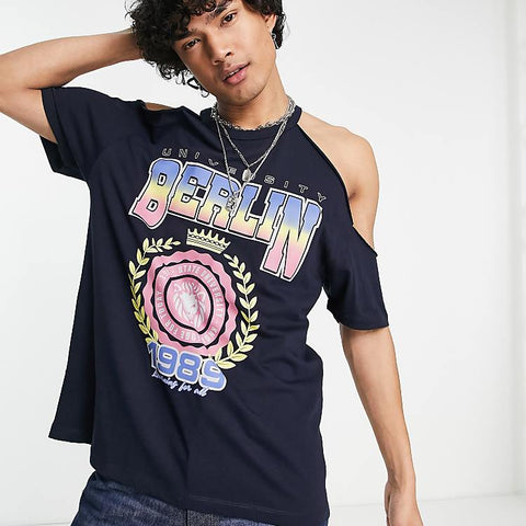 Asos Design  Men's Navy Blue T-Shirt ANF3061