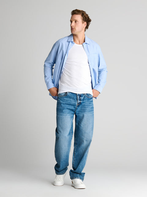 Sinsay Men's Pale Blue Regular Fit Cotton Long Sleeve Shirt|Sinsay In Lebanon