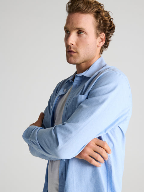 Sinsay Men's Pale Blue Regular Fit Cotton Long Sleeve Shirt|Sinsay In Lebanon