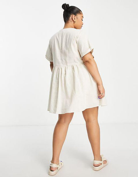 Asos Design Women's White Short-Sleeve Mini Dress ANF2812