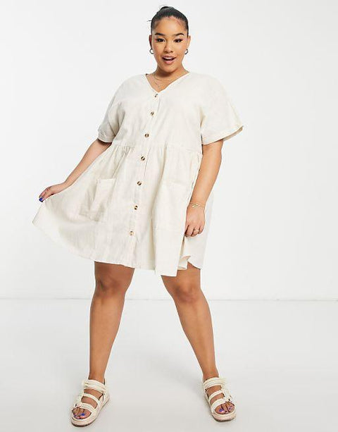 Asos Design Women's White Short-Sleeve Mini Dress ANF2812