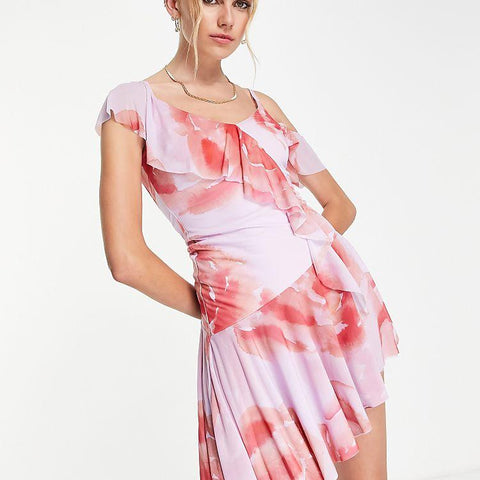 Asos Design Women's Multicolor Ruffle Mini Dress ANF3047