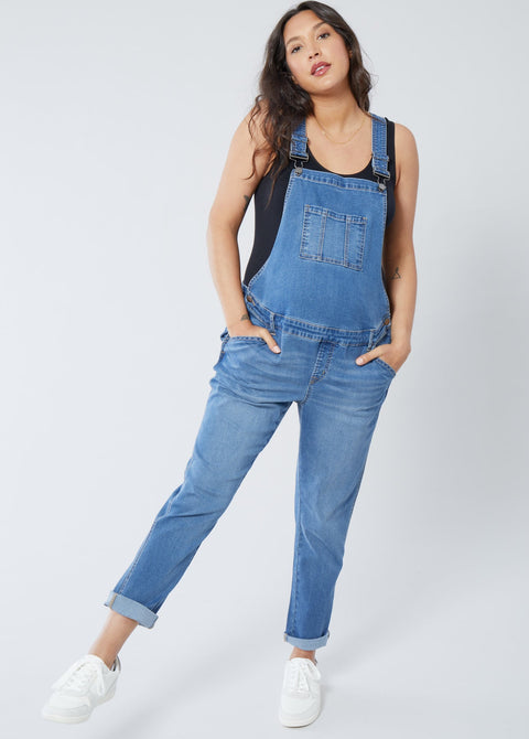 Isabel Women's Blue Maternity Sleeveless Bib Denim Overalls | Isabel In Lebanon