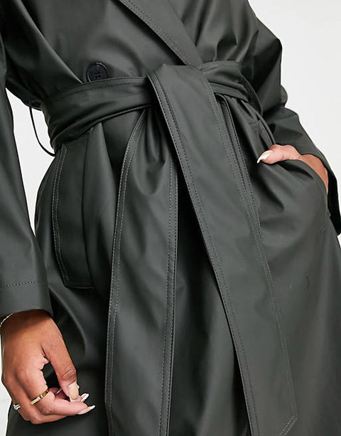 Asos Design Women's Dark Olive Coat 115976142 ANF340 (zone1)