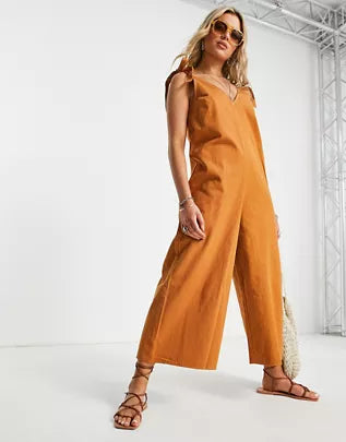 Asos Design Women's Camel Jumpsuit ANF1024