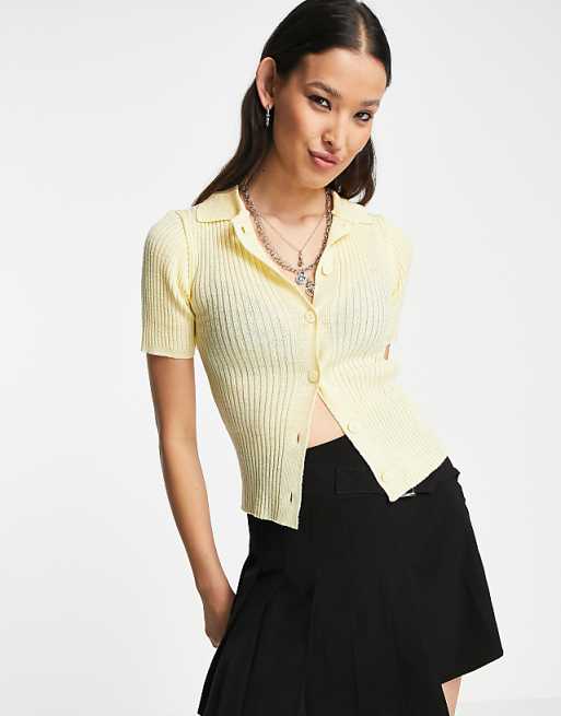 Asos Design Women's Yellow Short-Sleeve Shirt ANF3362