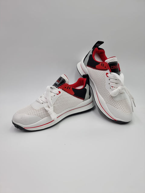 Cavalli Class Sport Men's White & Red Sneakers | Cavalli Class Sport In Lebanon