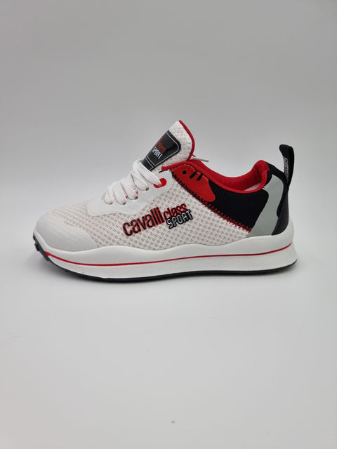 Cavalli Class Sport Men's White & Red Sneakers | Cavalli Class Sport In Lebanon