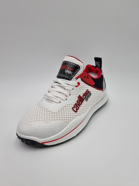Cavalli Class Sport Men's White & Red Sneakers | Cavalli Class Sport In Lebanon