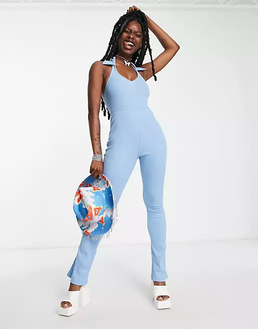 Collusion Women's Baby Blue Jumpsuit ANF814