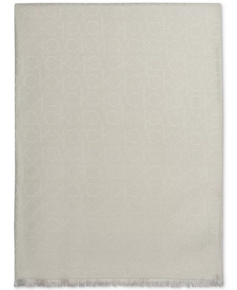 Calvin Klein Women's Light Gray Monogram CK Logo-Print Pashmina Wrap Scarf | Calvin Klein in Lebanon