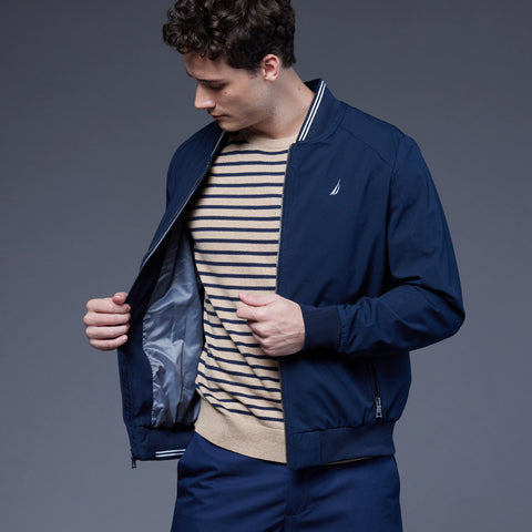 Nautica Men's Navy Solid Water Resistant Jacket | Nautica In Lebanon