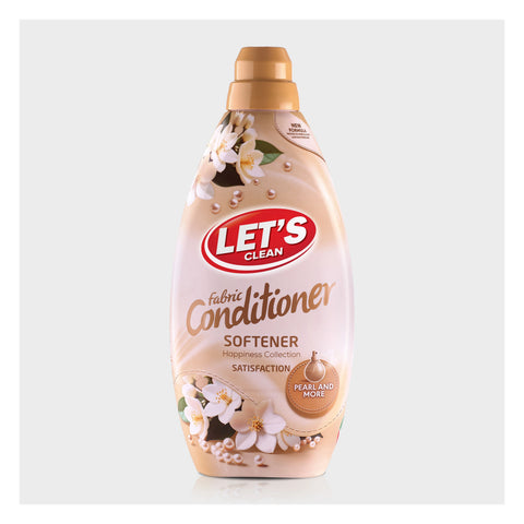 Fabric conditioner bottle with 'Let's Clean' branding on a white background