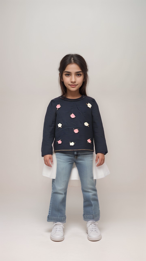 S.Oliver Girl's Navy Long-Sleeve Blouse SOL485