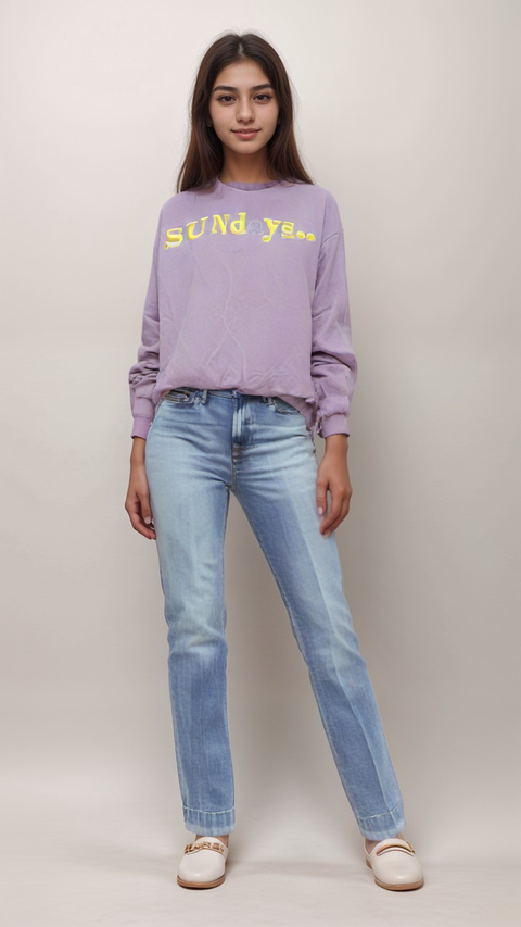 S.Oliver Girl's Lilac Long-Sleeve Round Neck Blouse SOL194