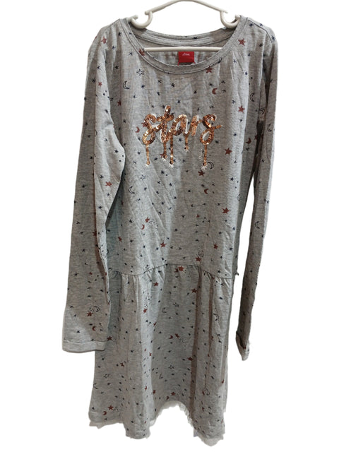S.Oliver Girl's Grey Long-Sleeve Cottton Printed Dress|S.Oliver In Lebanon