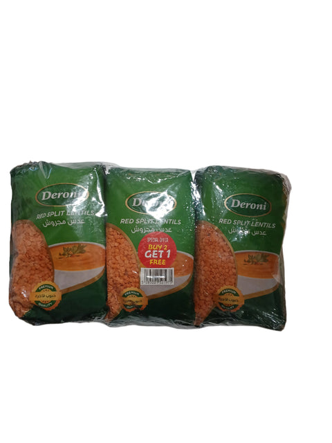 Deroni Red Split Lentils 3pcs x 900g | Deroni In Lebanon
