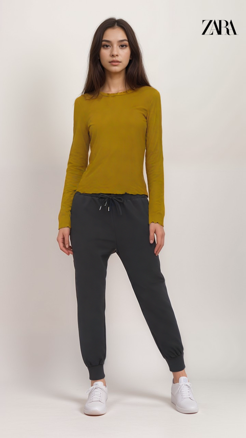 Zara Women's Mustard Long Sleeve Blouse | Zara in Lebanon