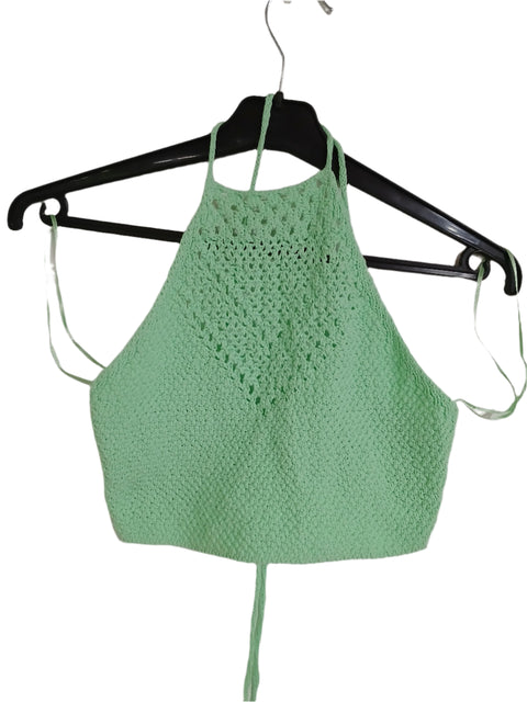 Pull&Bear Women's Green Knitted Sleeveles Crop Top | Pull&Bear in Lebanon