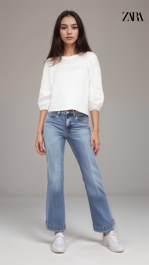 Zara Girl's White Long-Sleeve Blouse |Zara in Lebanon