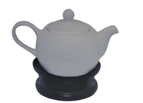 Mg Varticles Black & White Glass Tea Pot With Warmer | Mg Varticles In Lebanon