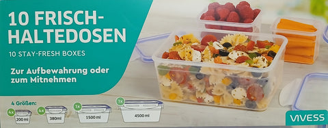 Vivess Transparent Stay-Fresh Storage Boxes 10pcs | DR Home DivisionIn Lebanon
