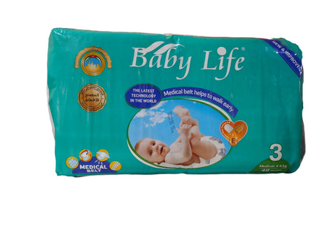 Baby Life Baby Diapers With Medical Belt Size 3 Medium(4-9 kg) 48pcs | Baby Life In Lebanon