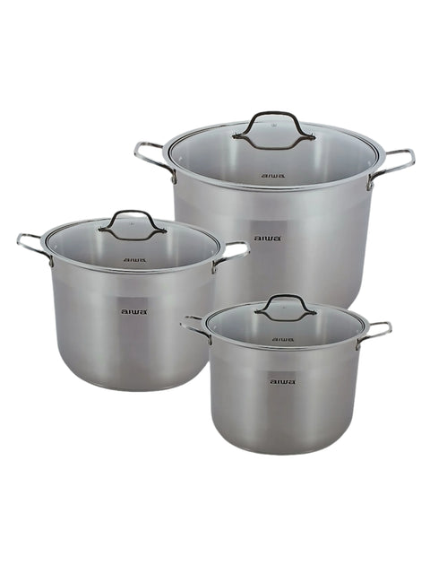 Aiwa Japan Stockpot Set With Glass Lid 6pcs LO-23130-Rfh | Aiwa In Lebanon
