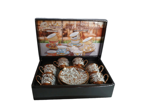 Al Sultan Fine Porcelain Coffee Cups 6pcs + Saucers 6pcs HD26-190 | Al Sultan In Lebanon