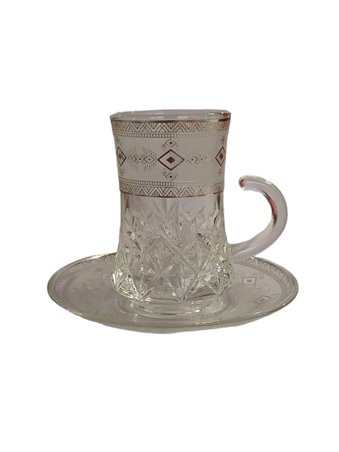 Al Sultan Transparent Glass Tea Cups 6pcs + Saucers 6pcs HD28-282 | Al Sultan In Lebanon