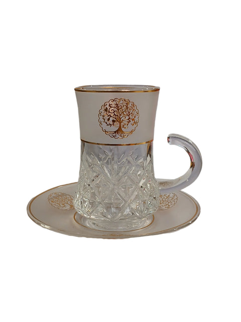 Al Sultan Transparent Glass Tea Cups 6pcs + Saucers 6pcs HD28-289 | Al Sultan In Lebanon