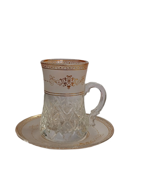 Al Sultan Transparent Glass Tea Cups 6pcs + Saucers 6pcs HD28-303 | Al Sultan In Lebanon
