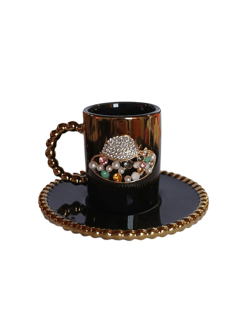Al Sultan Black & Gold Hat Coffee Cups 6pcs + Saucers 6pcs HD25-268 | Al Sultan In Lebanon