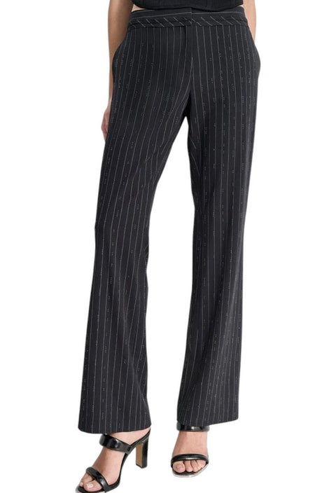 DKNY Women's Black Pinstripe Knit Wide Leg Trousers | DKNY  in Lebanon