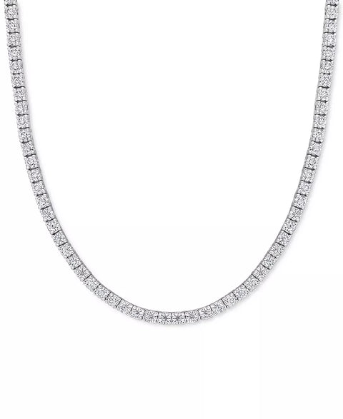Macy's Women's Silver Lab-Grown Moissanite 17" Tennis Necklace | Macy's In Lebanon