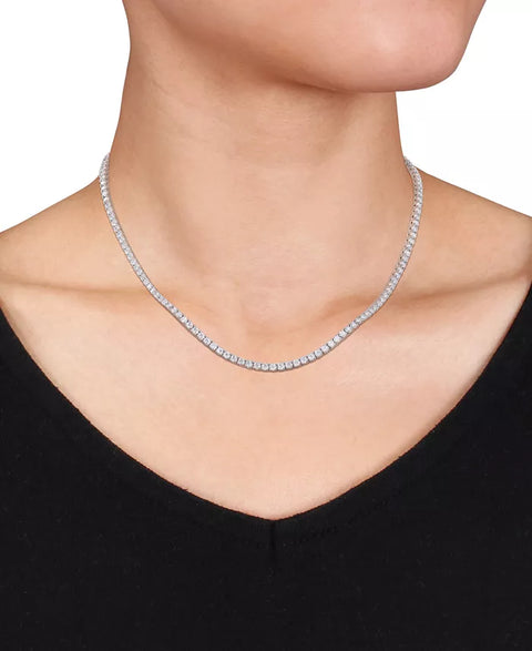 Macy's Women's Silver Lab-Grown Moissanite 17" Tennis Necklace | Macy's In Lebanon