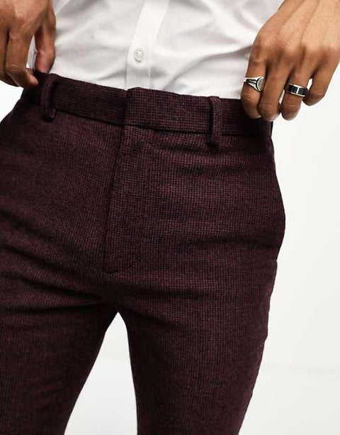 Asos Design Men's Burgundy Wool Suit Trouser ANF2455