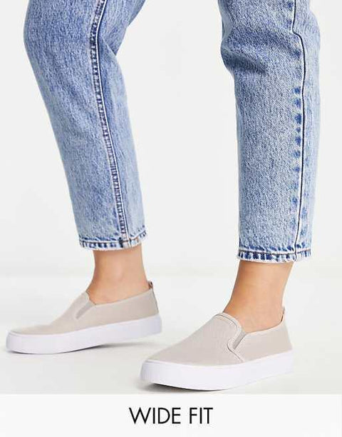 Asos Design Women's Grey Slip On Casual Shoes ANS906