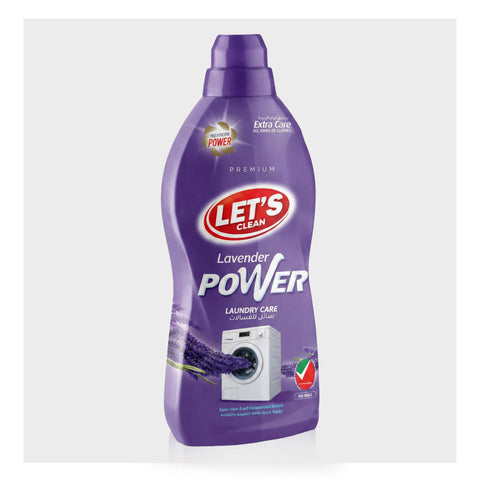 Purple bottle of Let's Clean Lavender Power laundry care on a white background