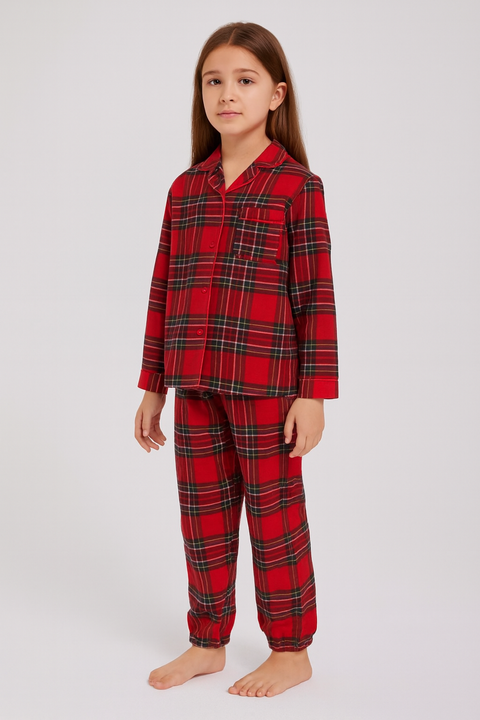 Reserved Girl's Multicolor Christmas Check Flannel Pajama Set | Reserved In Lebanon