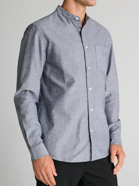 Sinsay Men's Dark Grey Stand Up Collar Shirt | Sinsay in lebanon