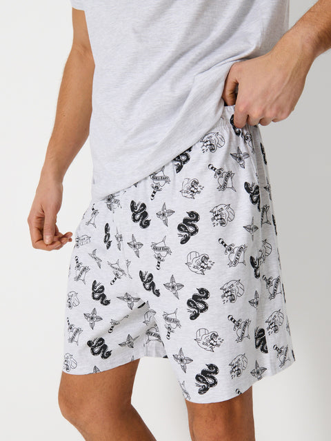 Sinsay Men's Gray Printed Two-Piece Pajama Set|Sinsay In Lebanon